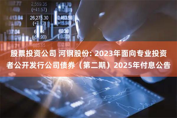 股票投资公司 河钢股份: 2023年面向专业投资者公开发行公司债券(第二期)2025年付息公告